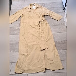 Brand New Glamorous Curve Plus Size Tan Wrap Dress